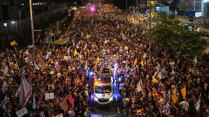Telediario Fin de Semana - Miles de israelíes salen a las calles de Tel Aviv para pedir un acuerdo de liberación de rehenes con Hamás