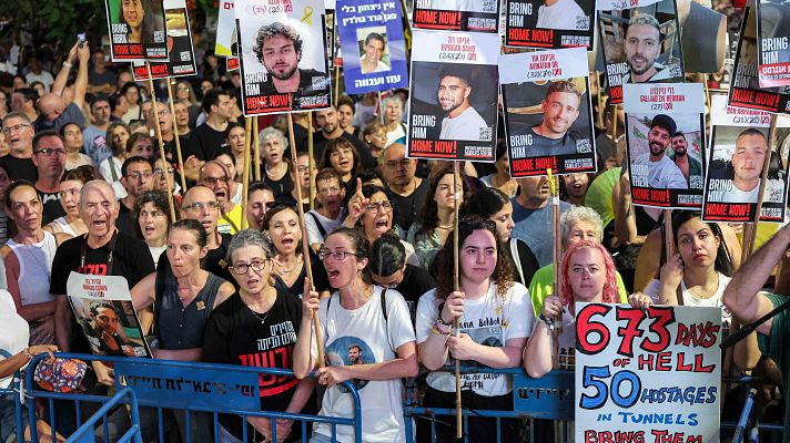 Telediario Fin de Semana - Familiares de los rehenes protestan en contra del plan de Netanyahu para ocupar Ciudad de Gaza