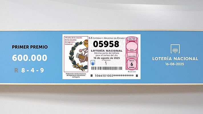 SELAE - Sorteo de la Lotería Nacional del 16/08/2025