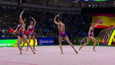 Campeonato del Mundo. Competición general conjuntos 5 cintas y 3 pelotas / 2 aros Grupo B