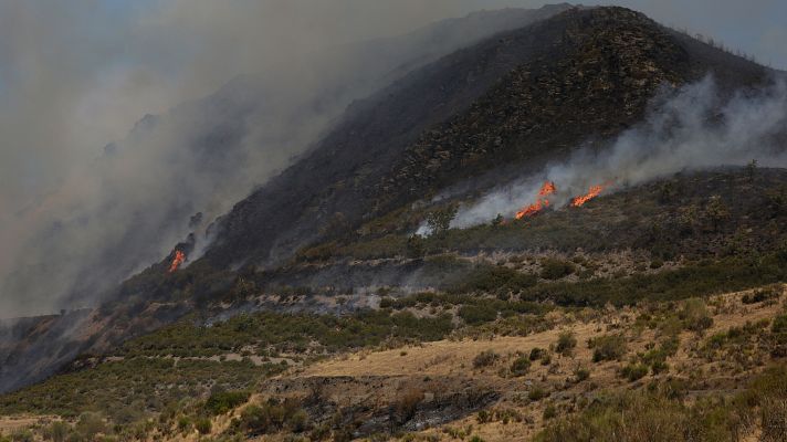 Telediario 1 - El incendio de Fasgar, fuera de la capacidad de extinción