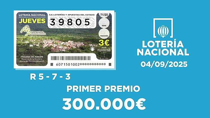 SELAE - Sorteo de la Lotería Nacional del 04/09/2025