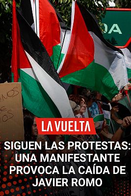 Vuelta ciclista a España - Un manifestante contra la participación de Israel en la Vuelta invade la calzada y provoca la caída de dos ciclistas