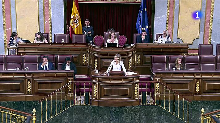 Telediario 1 - Díaz califica de "chantaje" la posición de Junts y el PP reafirma su voto en contra de la reducción de jornada
