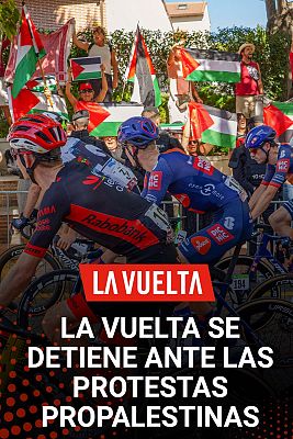 El pelotón de la Vuelta se detiene ante las protestas propalestinas en Madrid