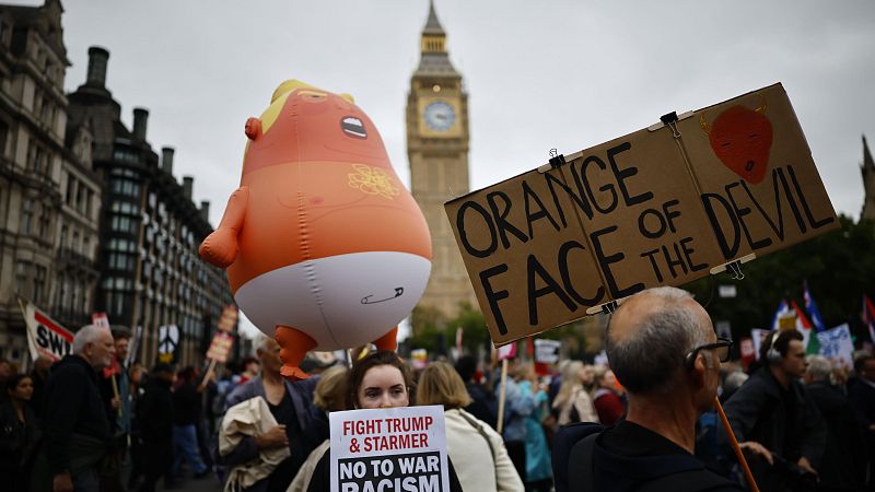 Miles de personas protestan en Londres contra la visita de Donald Trump a Reino Unido
