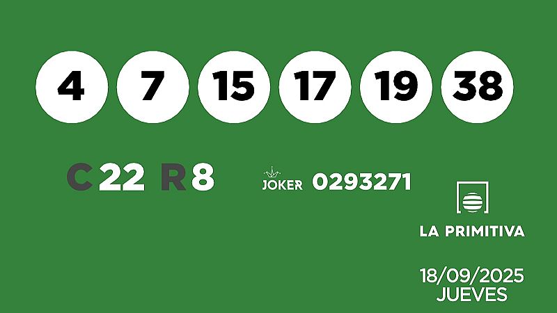 Sorteo de la Lotería Primitiva y Joker del 18/09/2025 - Ver ahora