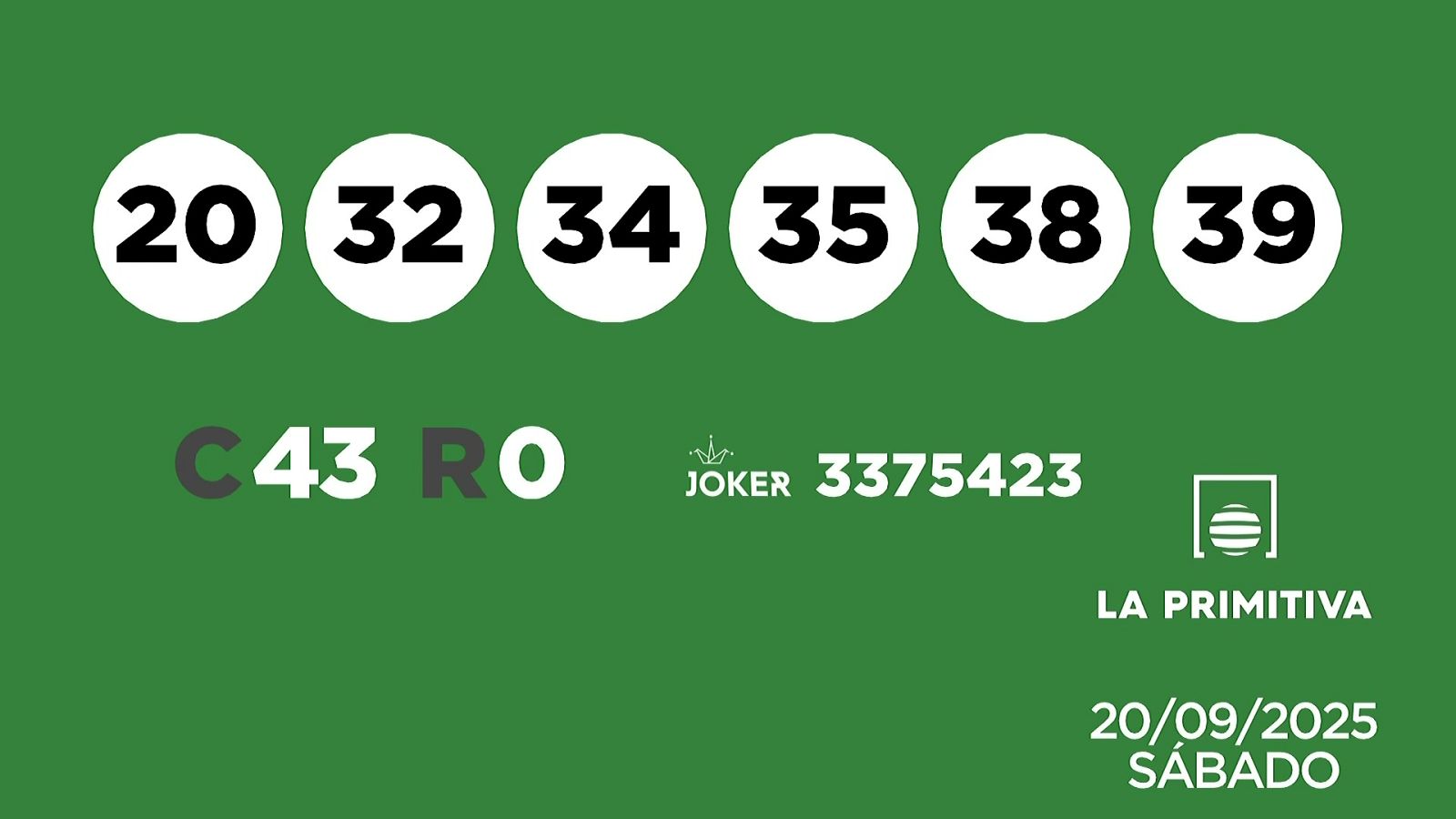 Sorteo de la Lotería Primitiva y Joker del 20/09/2025 - Ver ahora