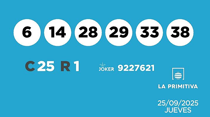 SELAE - Sorteo de la Lotería Primitiva y Joker del 25/09/2025