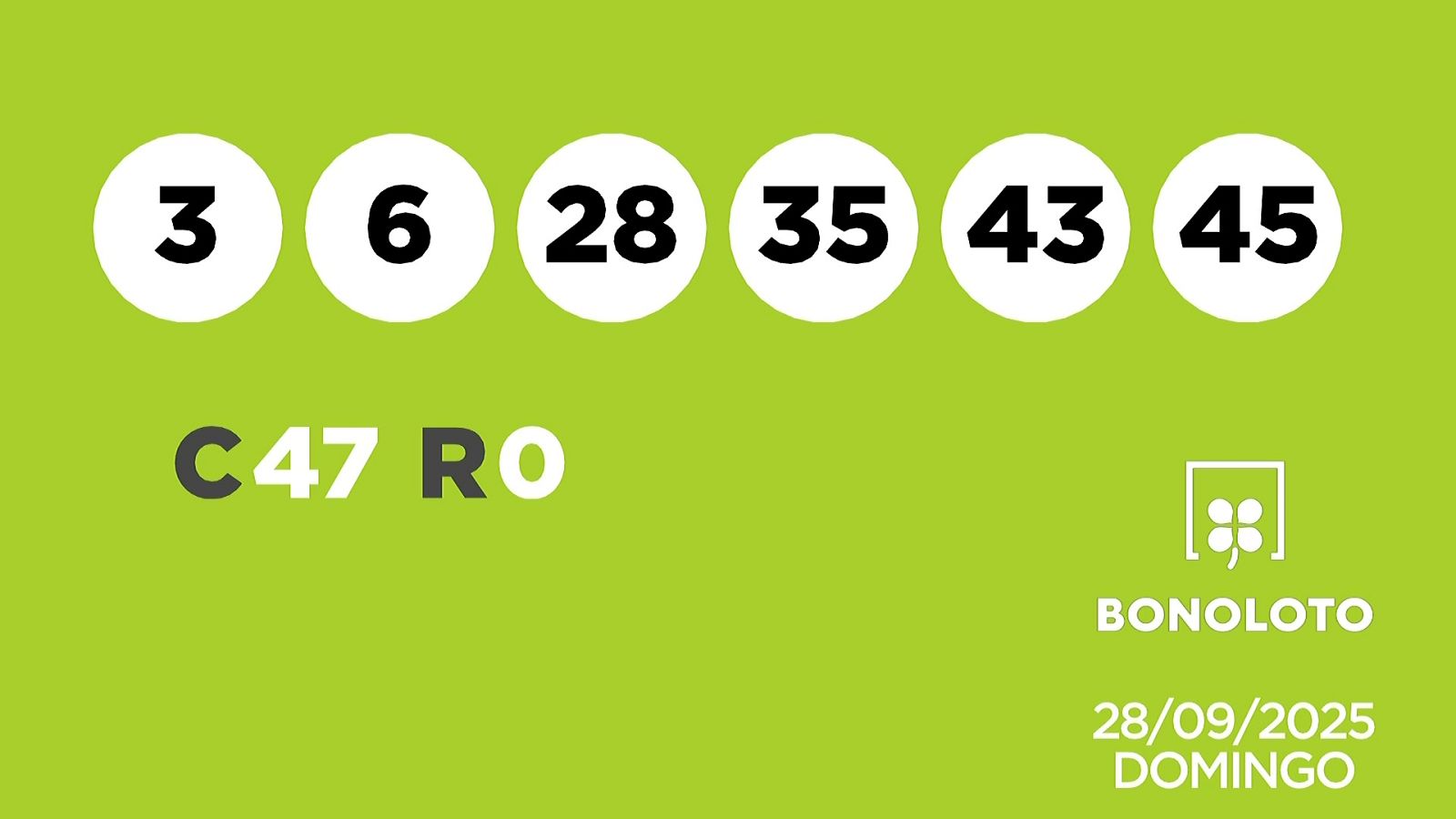 Sorteo de la Lotería Bonoloto del 28/09/2025 - Ver ahora