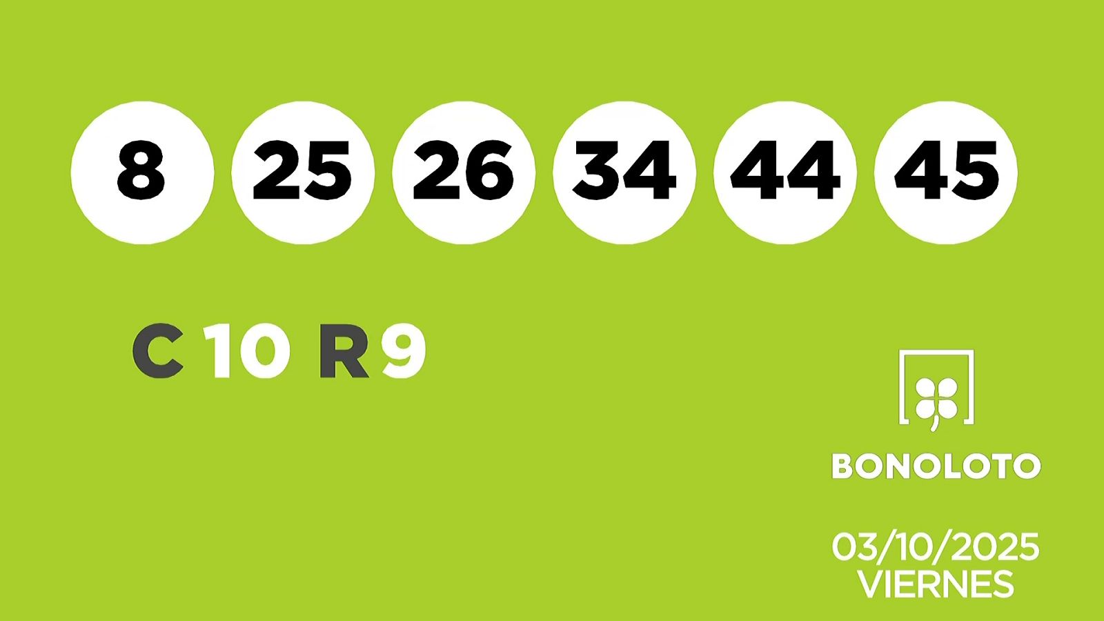 Sorteo de la Lotería Bonoloto del 03/10/2025 - Ver ahora