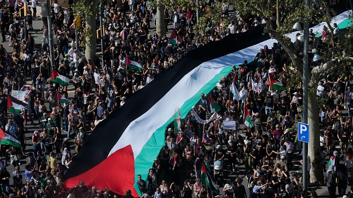 Telediario Fin de Semana - Miles de personas protestan en España en apoyo a Palestina y contra el abordaje de la flotilla