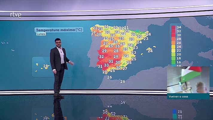 El tiempo - Máximas en descenso en la mitad nordeste y los archipiélagos, en aumento en Galicia y noroeste de León