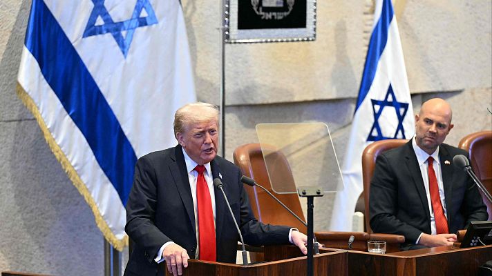 El presidente de Estados Unidos, Donald Trump, en su discurso en el parlamento israelí