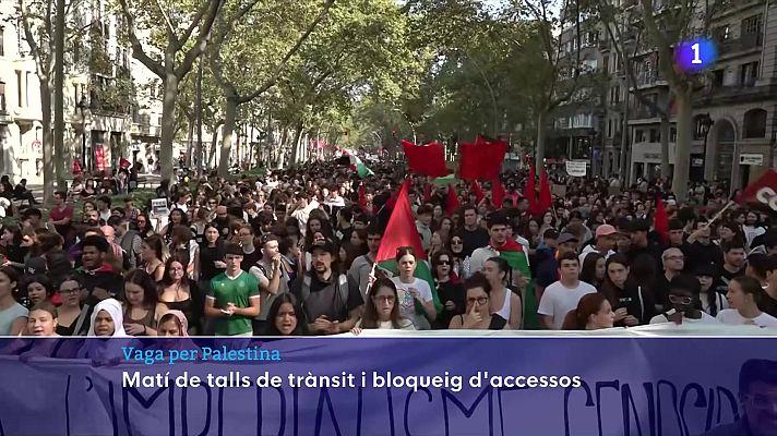 L'Informatiu - Talls de trànsit i bloqueig d'accessos per la vaga per Palestina
