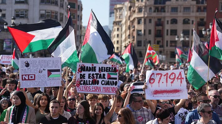 Telediario 1 - Los sindicatos llaman a parar el "genocidio" en Gaza en una jornada de huelga atípica en apoyo a Palestina
