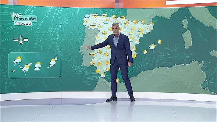 El tiempo - Chubascos localmente fuertes en  sierra de Andalucía, islas Pitiusas y, a primeras horas, en litorales de Cataluña.