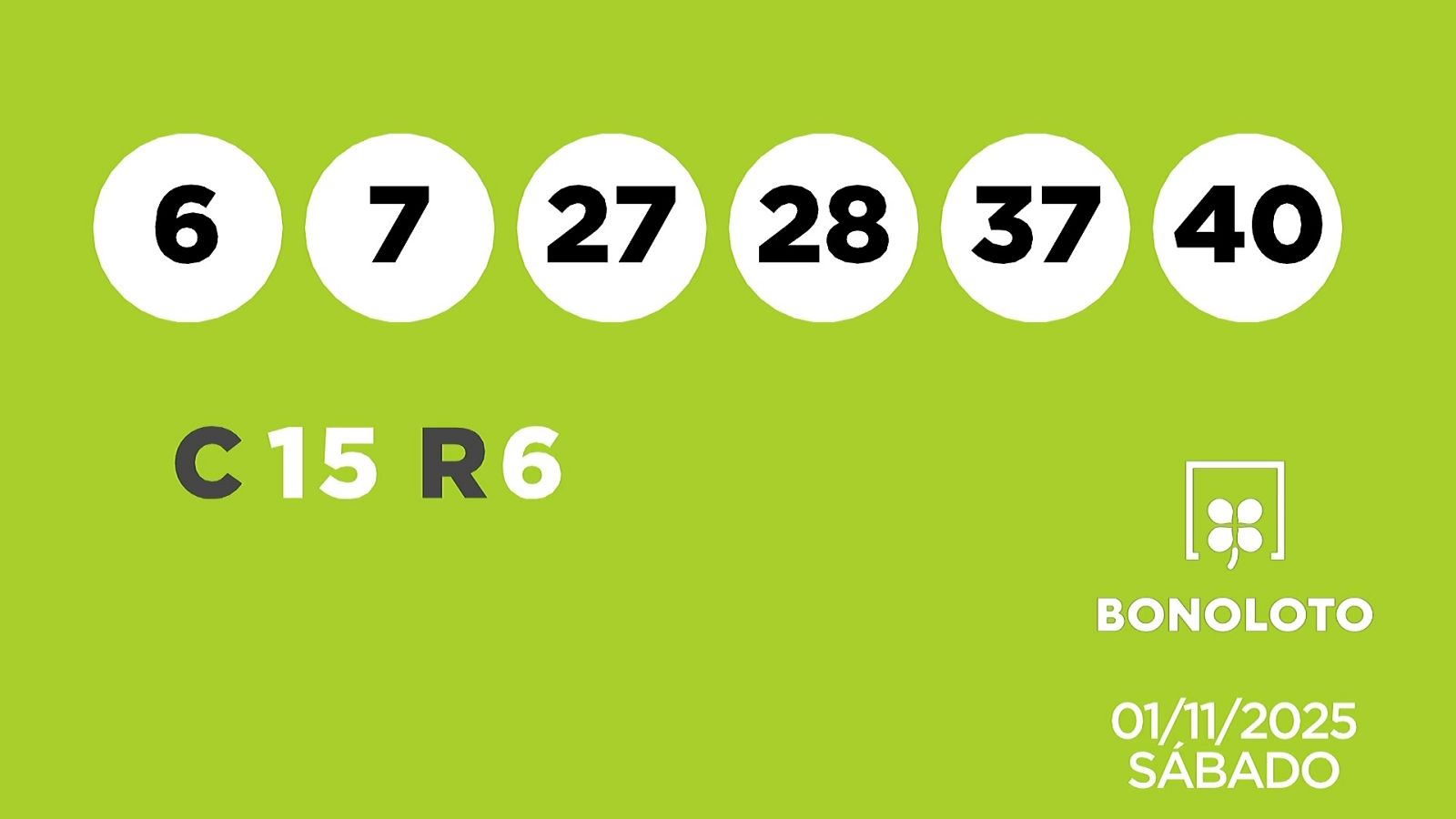 Sorteo de la Lotería Bonoloto del 01/11/2025 - Ver ahora