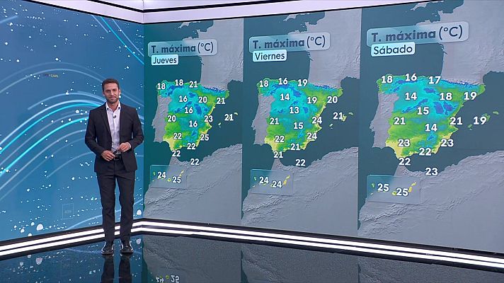 El tiempo - Chubascos localmente fuertes y persistentes al final del día en el oeste de Galicia