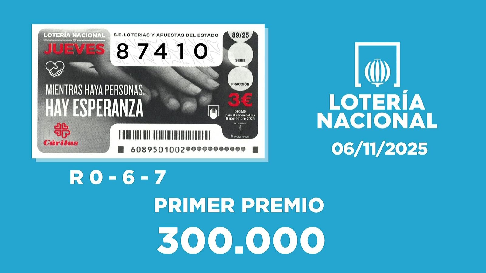 Sorteo de la Lotería Nacional del 06/11/2025 - Ver ahora