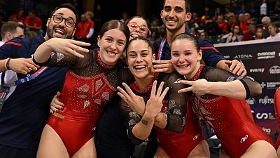 Las gimnastas espaolas, bronce por equipos de doble-mini en el Mundial de trampoln