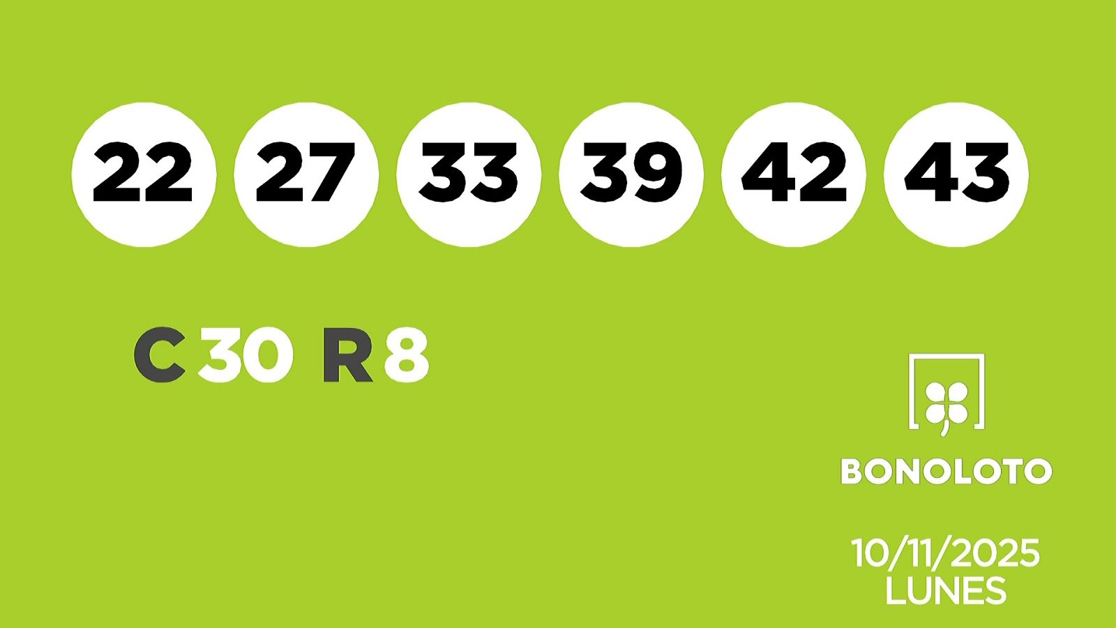Sorteo de la Lotería Bonoloto del 10/11/2025 - Ver ahora