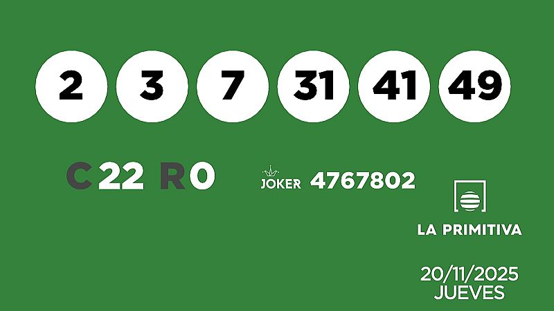 Sorteo de la Lotería Primitiva y Joker del 20/11/2025 - Ver ahora