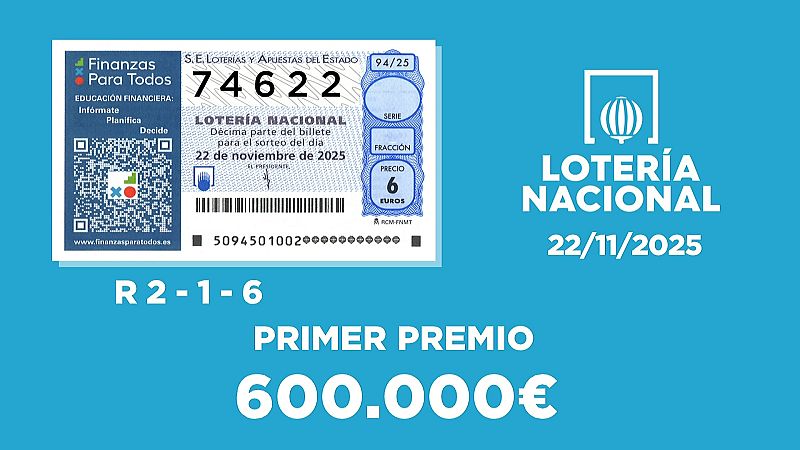 Sorteo de la Lotería Nacional del 22/11/2025