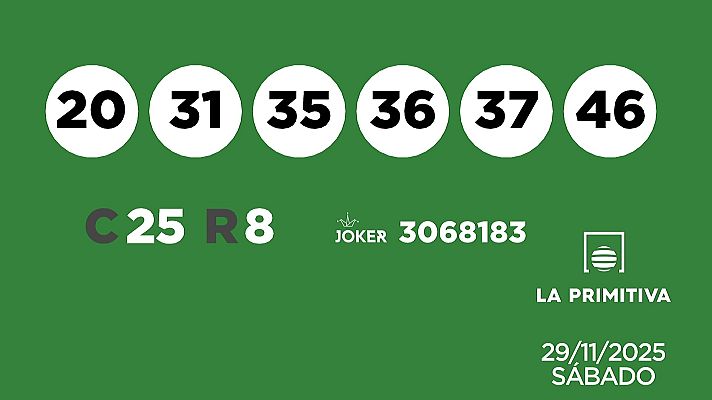 SELAE - Sorteo de la Lotería Primitiva y Joker del 29/11/2025