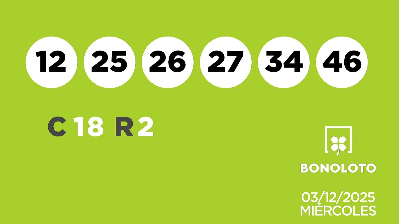 Sorteo de la Lotería Bonoloto del 03/12/2025 - Ver ahora