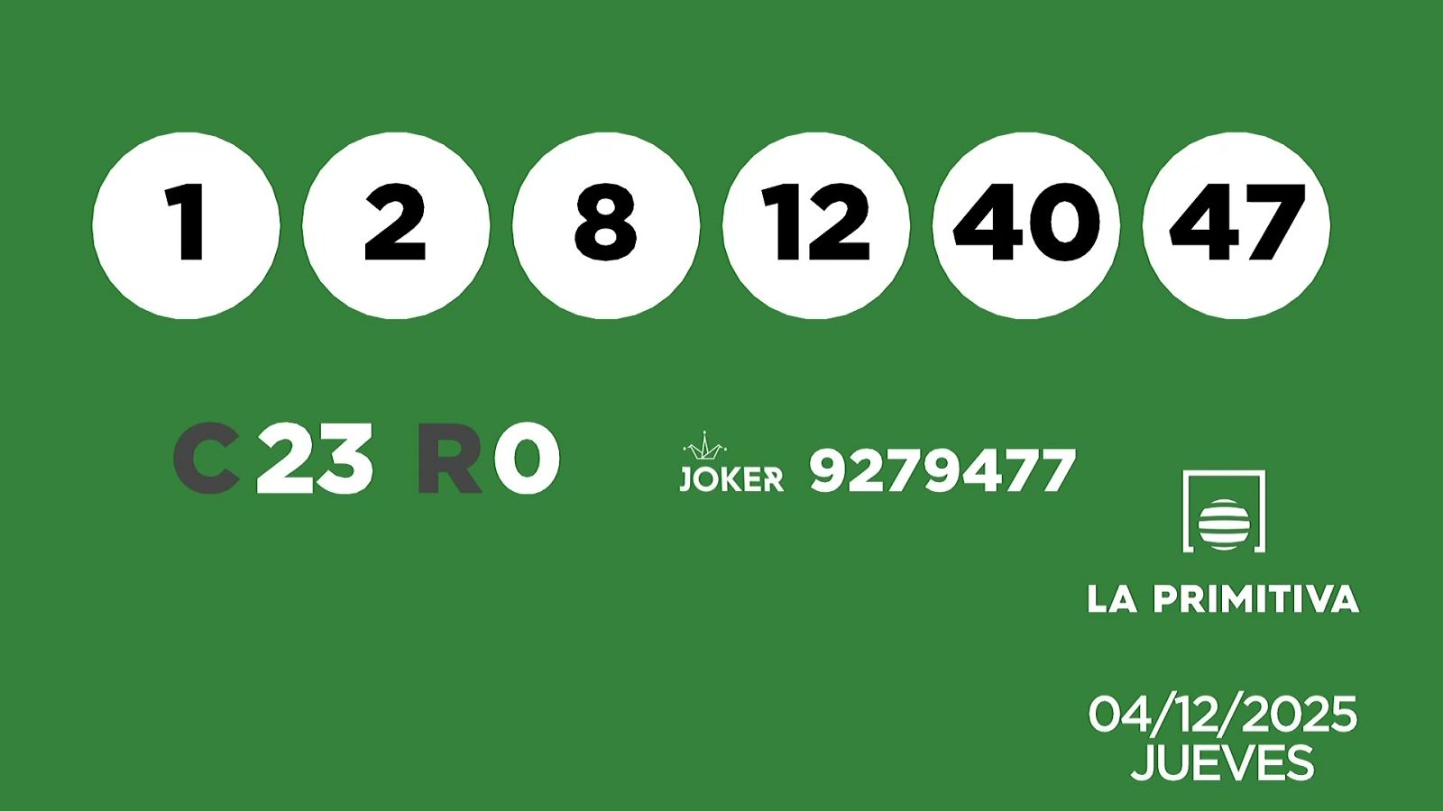 Sorteo de la Lotería Primitiva y Joker del 04/12/2025 - Ver ahora