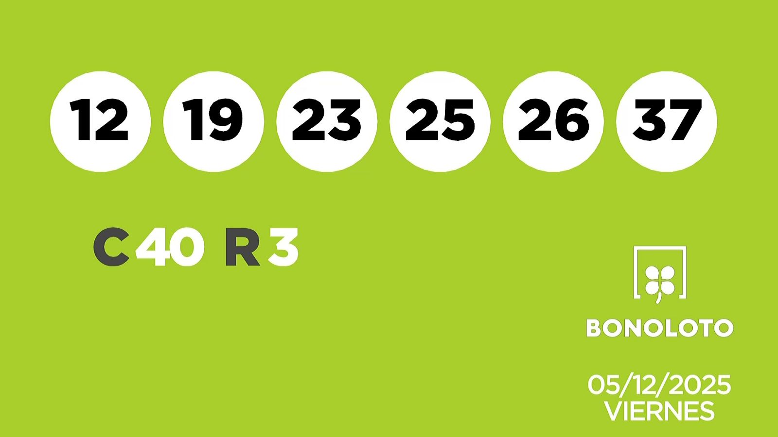 Sorteo de la Lotería Bonoloto del 05/12/2025 - Ver ahora