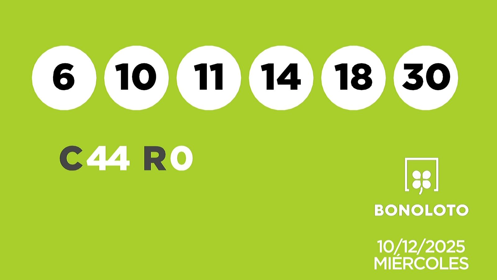Sorteo de la Lotería Bonoloto del 10/12/2025 - Ver ahora