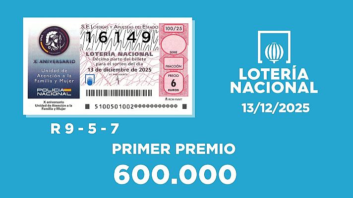 SELAE - Sorteo de la Lotería Nacional del 13/12/2025