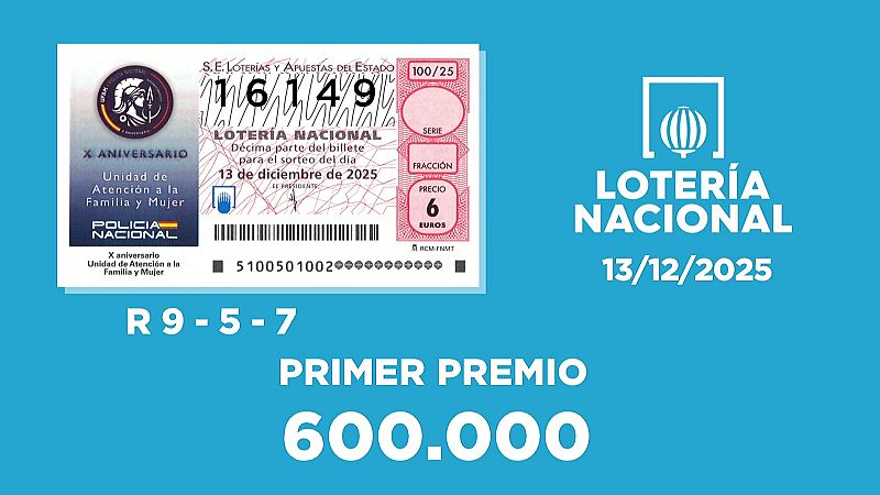 Sorteo de la Lotería Nacional del 13/12/2025 - Ver ahora