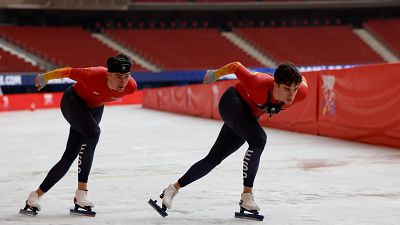 Nil Llop y Daniel Milagros, la pareja espa�ola de patinaje de velocidad para los Juegos de Invierno