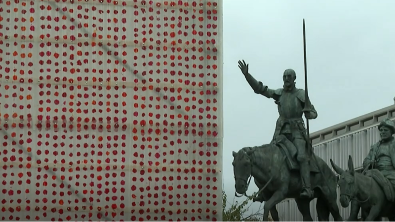 En Bruselas cientos de pétalos de rosas naturales tiñen la Plaza de España y lo hacen de la mano de un gran rosal español - Telediario 1 | Ver