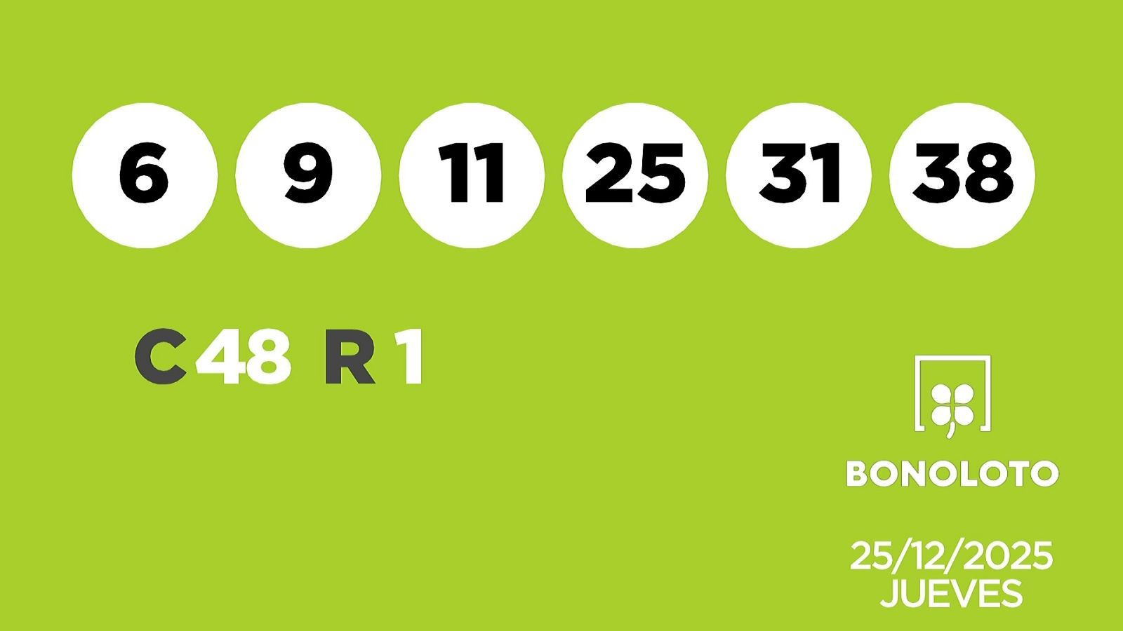 Sorteo de la Lotería Bonoloto del 25/12/2025 - Ver ahora