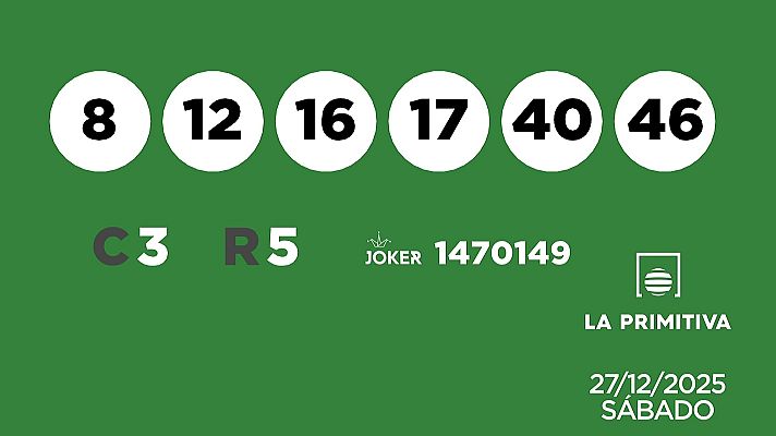 SELAE - Sorteo de la Lotería Primitiva y Joker del 27/12/2025