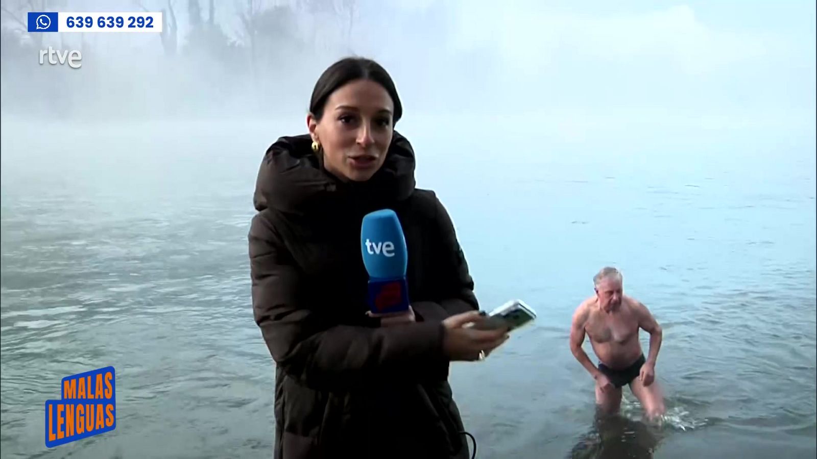 Toño se baña en el gélido río todos los días - Malas lenguas | Ver