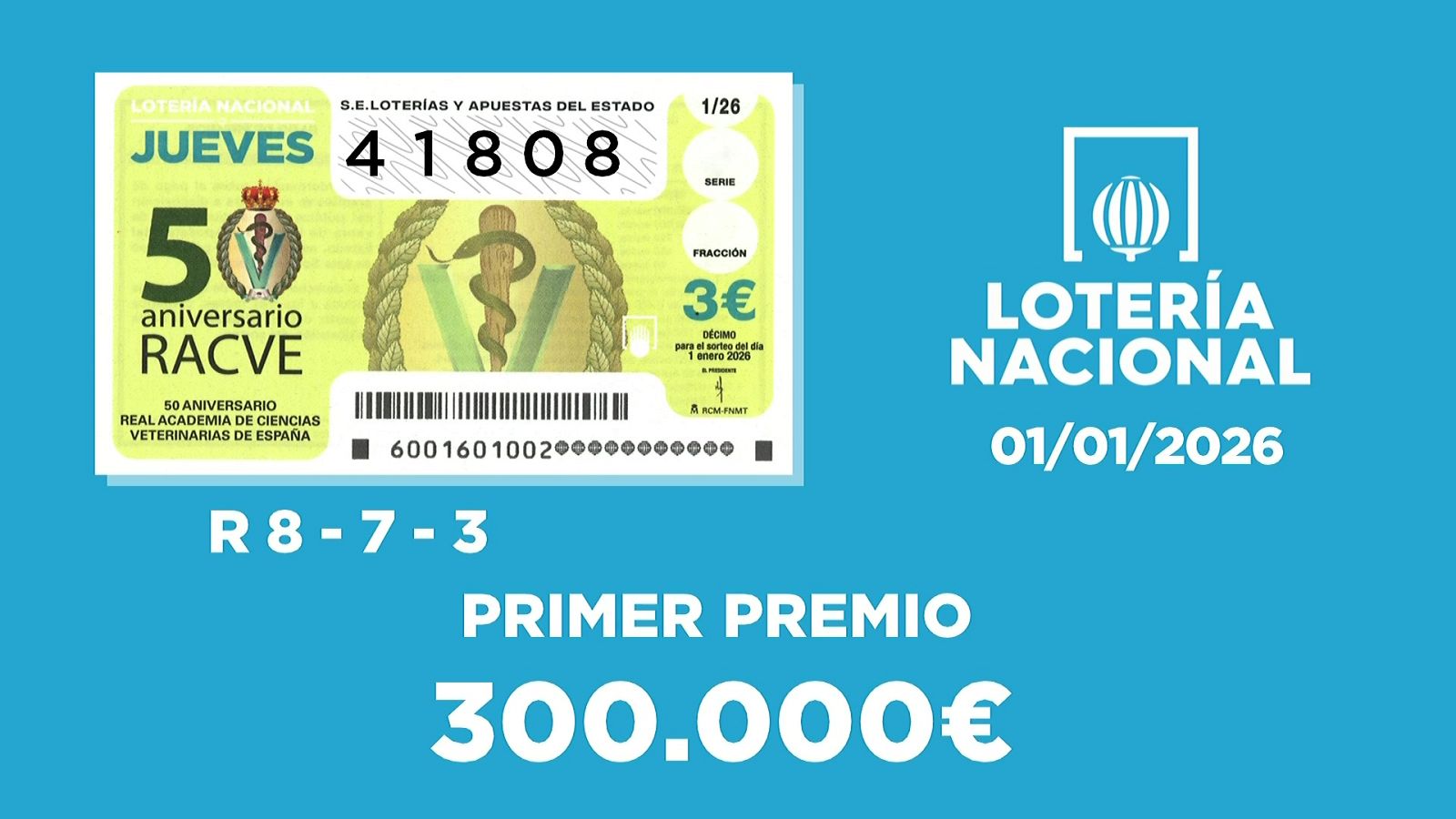 Sorteo de la Lotería Nacional del 01/01/2026 - Ver ahora