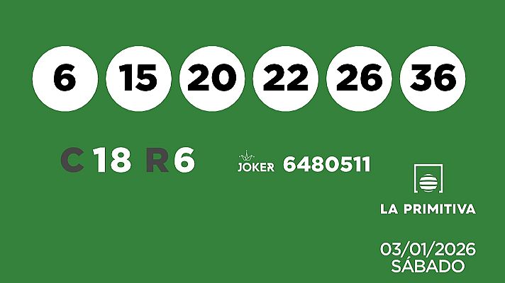 SELAE - Sorteo de la Lotería Primitiva y Joker del 03/01/2026