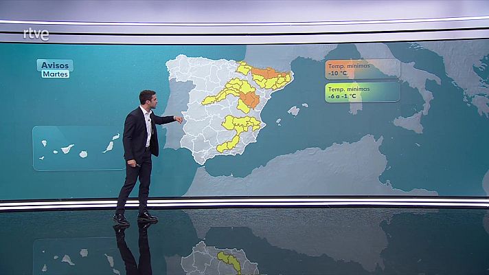 El tiempo - Nevadas en cotas bajas del centro e interior este peninsular, Cantábrico, montes de Galicia y alto Ebro