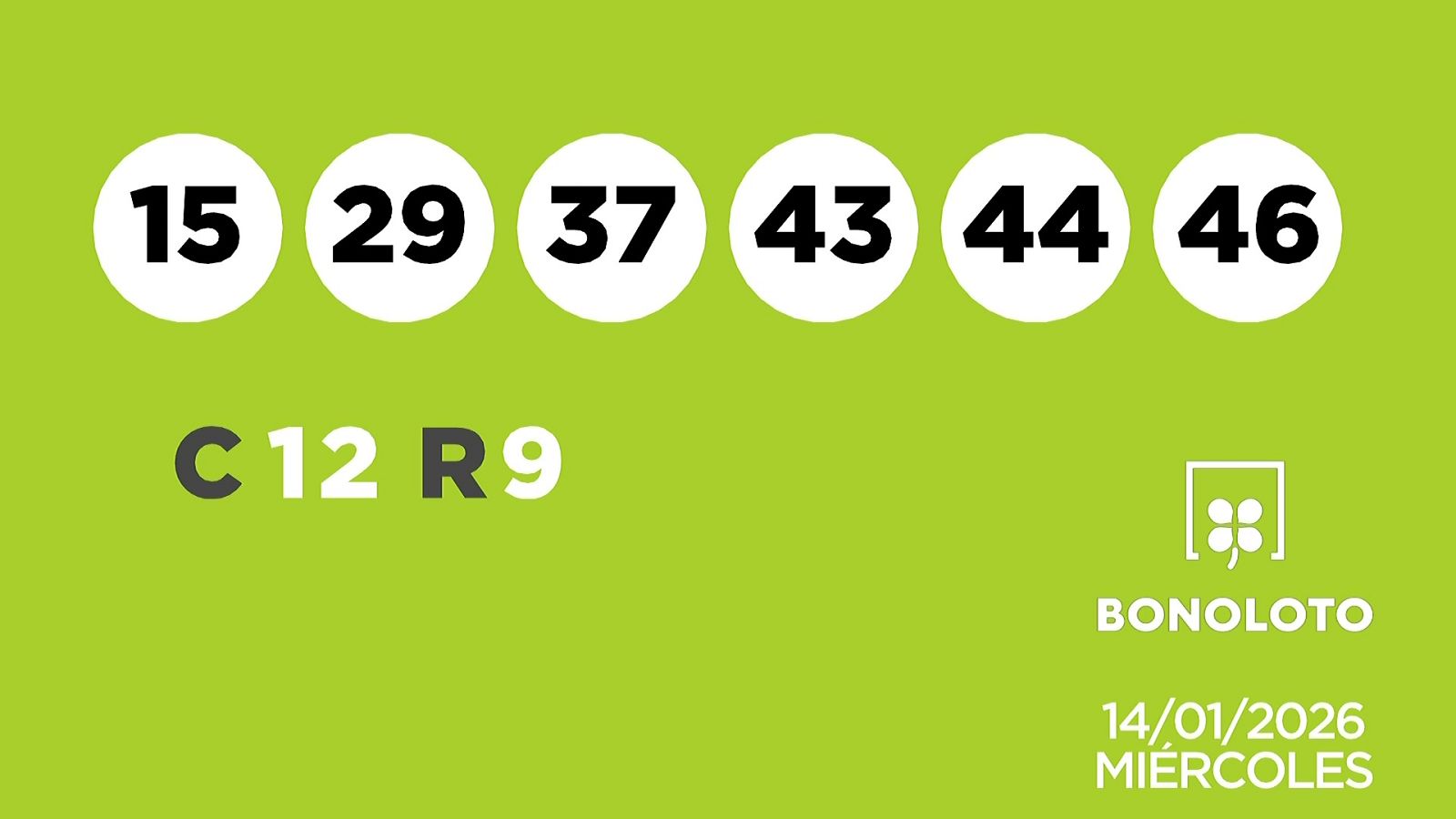 Sorteo de la Lotería Bonoloto del 14/01/2026 - Ver ahora