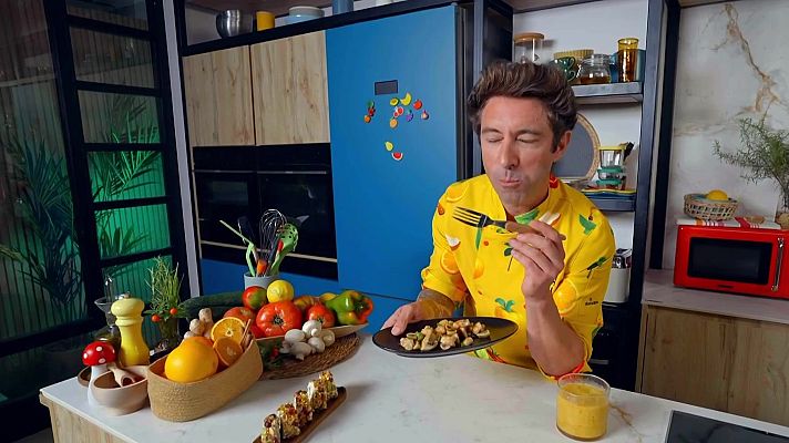 Cuina Brutal - Aperitiu de formatge, gambots amb xampinyons i sorbet de taronja