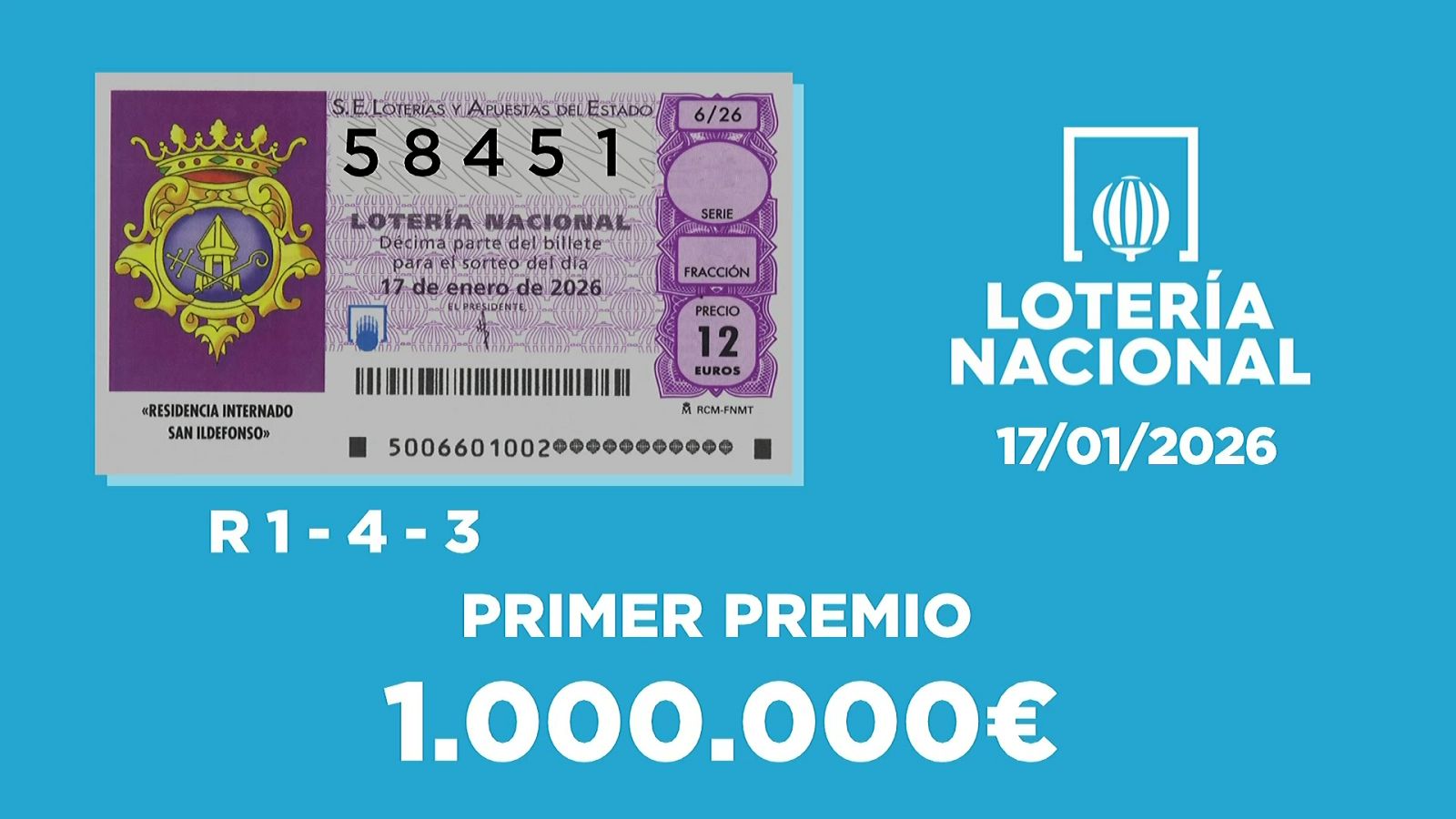 Sorteo de la Lotería Nacional del 17/01/2026 - Ver ahora