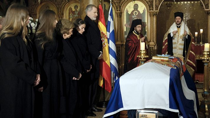 Telediario Fin de Semana - La familia real sin Juan Carlos I despide en Madrid a Irene de Grecia antes de su funeral en Atenas