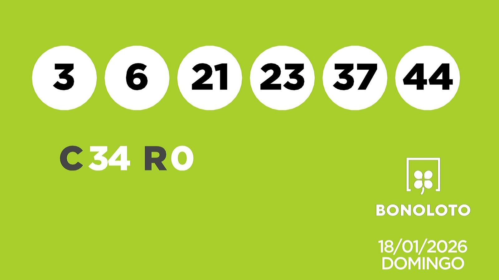 Sorteo de la Lotería Bonoloto del 18/01/2026 - Ver ahora