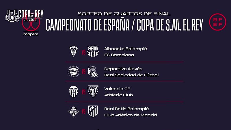 Sorteo Copa del Rey. Cuartos de final - Fútbol | Ver