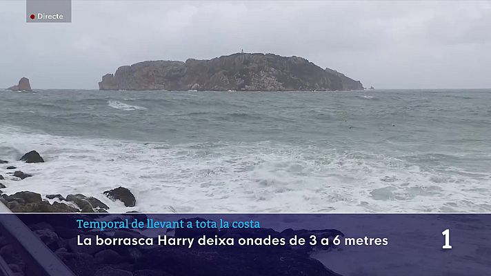 L'Informatiu - Temporal de llevant a tota la costa: la borrasca 'Harry' deixa onades de fins a 6 metres